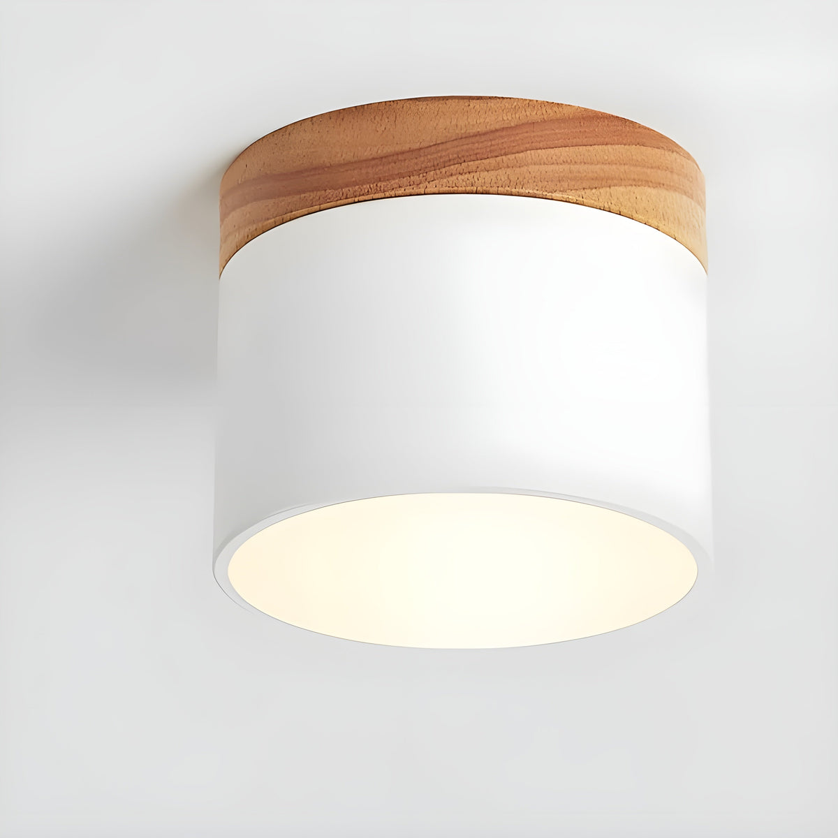 LED-Deckenleuchte in zylindrischer Form – Warmes Licht im Vintage-Industriedesign | Mit dekorativem Holzelement