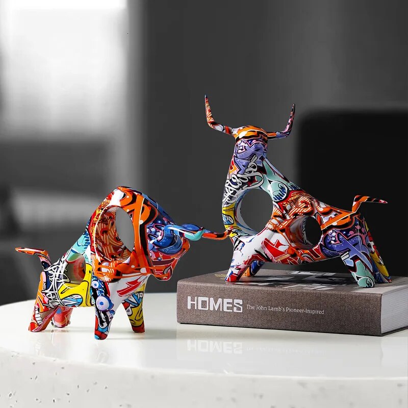 Art Bunte Stier Skulptur