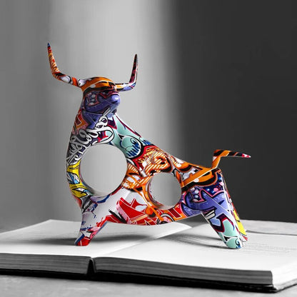 Art Bunte Stier Skulptur