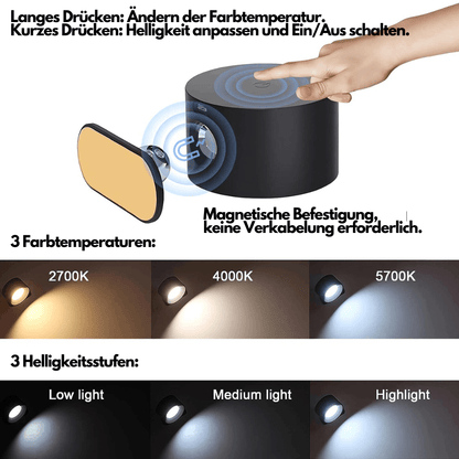 360° kabellose wiederaufladbare Wandleuchte | Vielseitige LED-Beleuchtungslösung