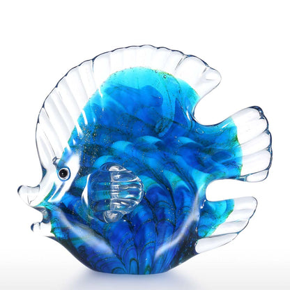 Mehrfarbiger gepunkteter tropischer Fisch zarte Glas Skulptur elegante Wohnungsdekoration Glas Fisch exquisite Raum Wohnungsdekoration Handwerk