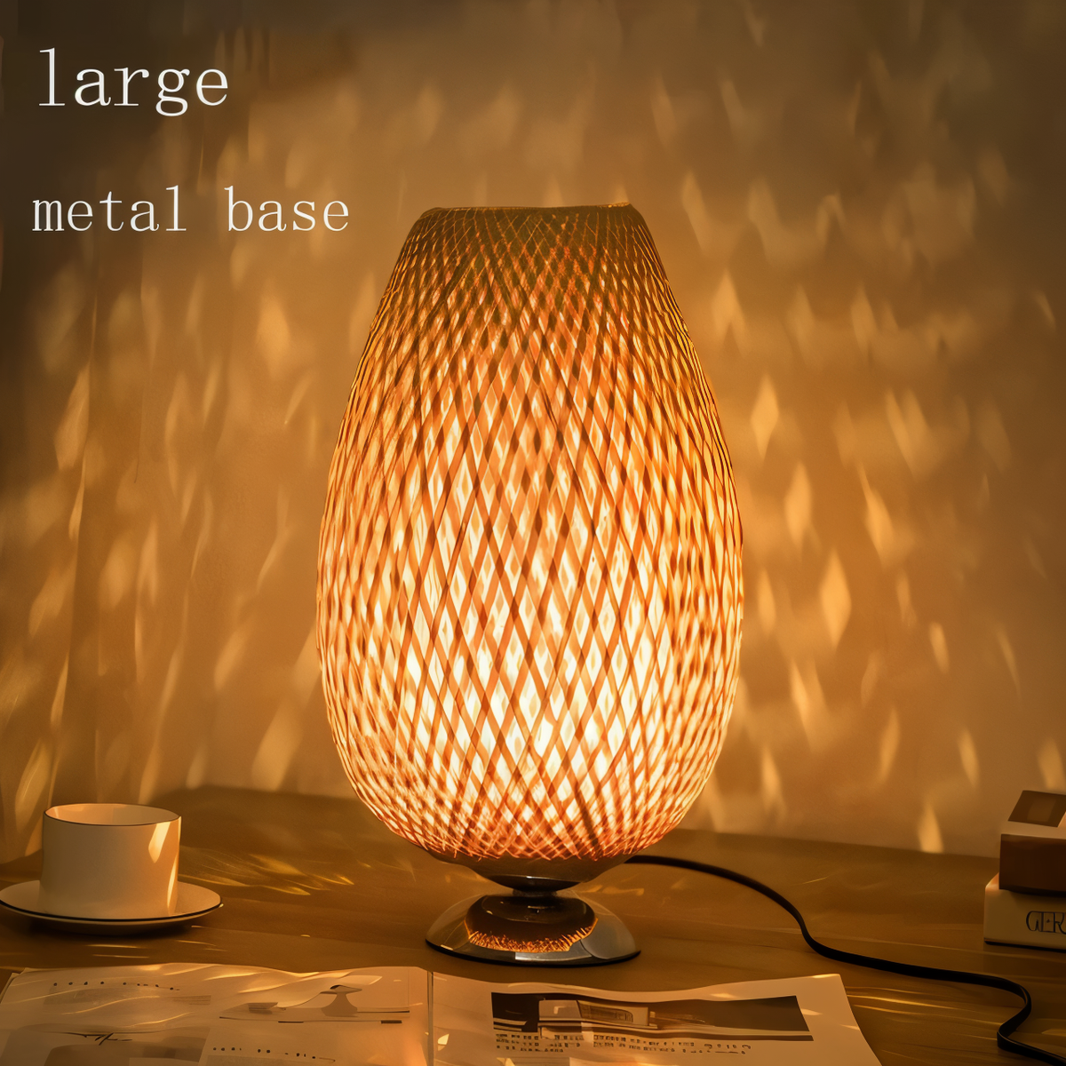 NatureHue Vintage Bambus Tischlampe Kreative Geflochtene Rattan Schreibtischlampe
