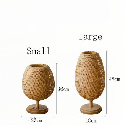 NatureHue Vintage Bambus Tischlampe Kreative Geflochtene Rattan Schreibtischlampe