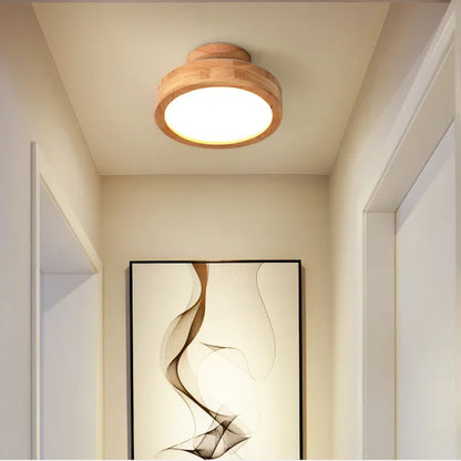 Runde massive Holz-Deckenlampe – Skandinavische Lampe für Wohnzimmer und Flur