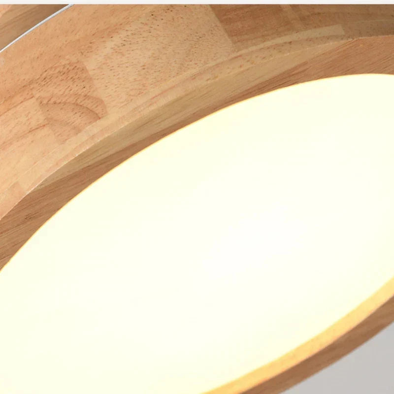 Runde massive Holz-Deckenlampe – Skandinavische Lampe für Wohnzimmer und Flur