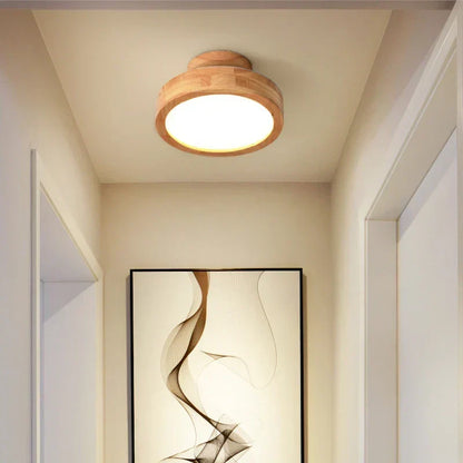 Runde massive Holz-Deckenlampe – Skandinavische Lampe für Wohnzimmer und Flur