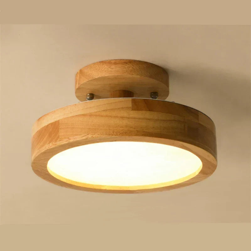 Runde massive Holz-Deckenlampe – Skandinavische Lampe für Wohnzimmer und Flur