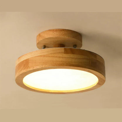 Runde massive Holz-Deckenlampe – Skandinavische Lampe für Wohnzimmer und Flur