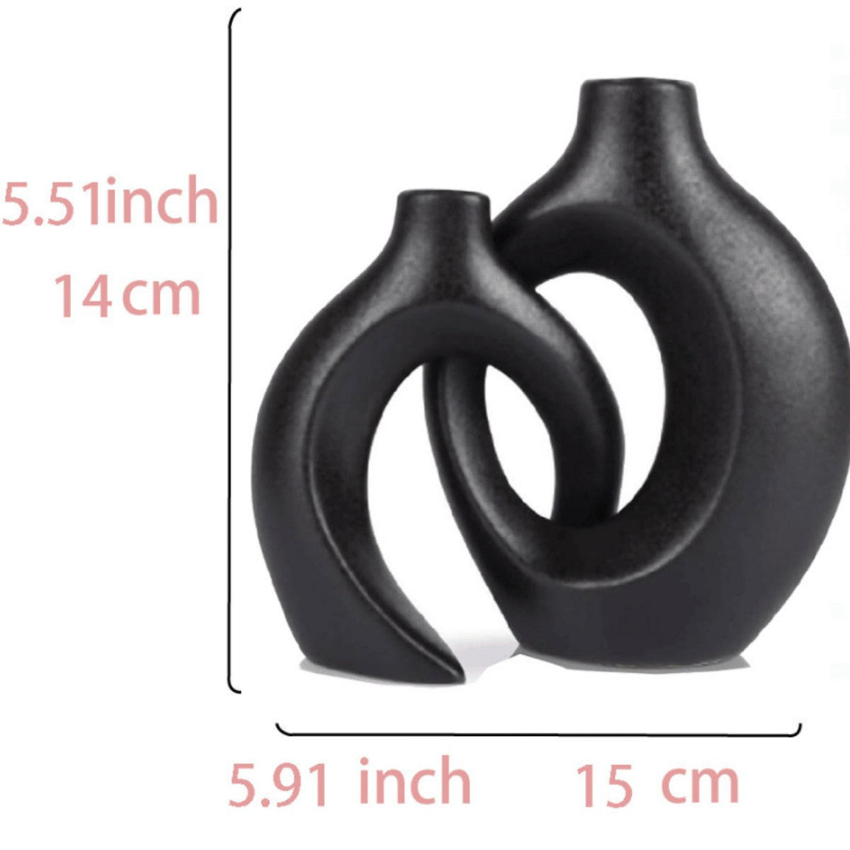 Moderne skulpturale Hohlring-Ceramic Tischvase Set mit minimalistischer asymmetrischer Silhouette