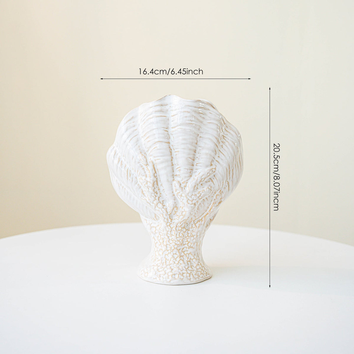 Gravierte glasierte Keramikmuschel Tischvase Skulptur