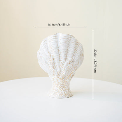 Gravierte glasierte Keramikmuschel Tischvase Skulptur