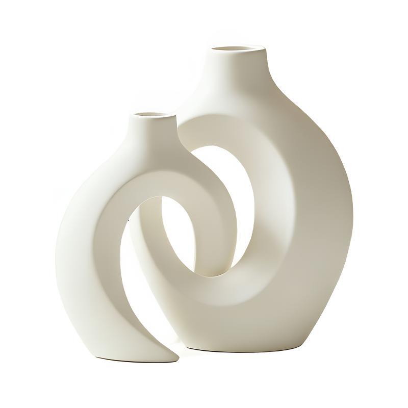 Skulpturales Keramisches Verbindungsring-Vasen-Set Minimalistische Tischdekoration