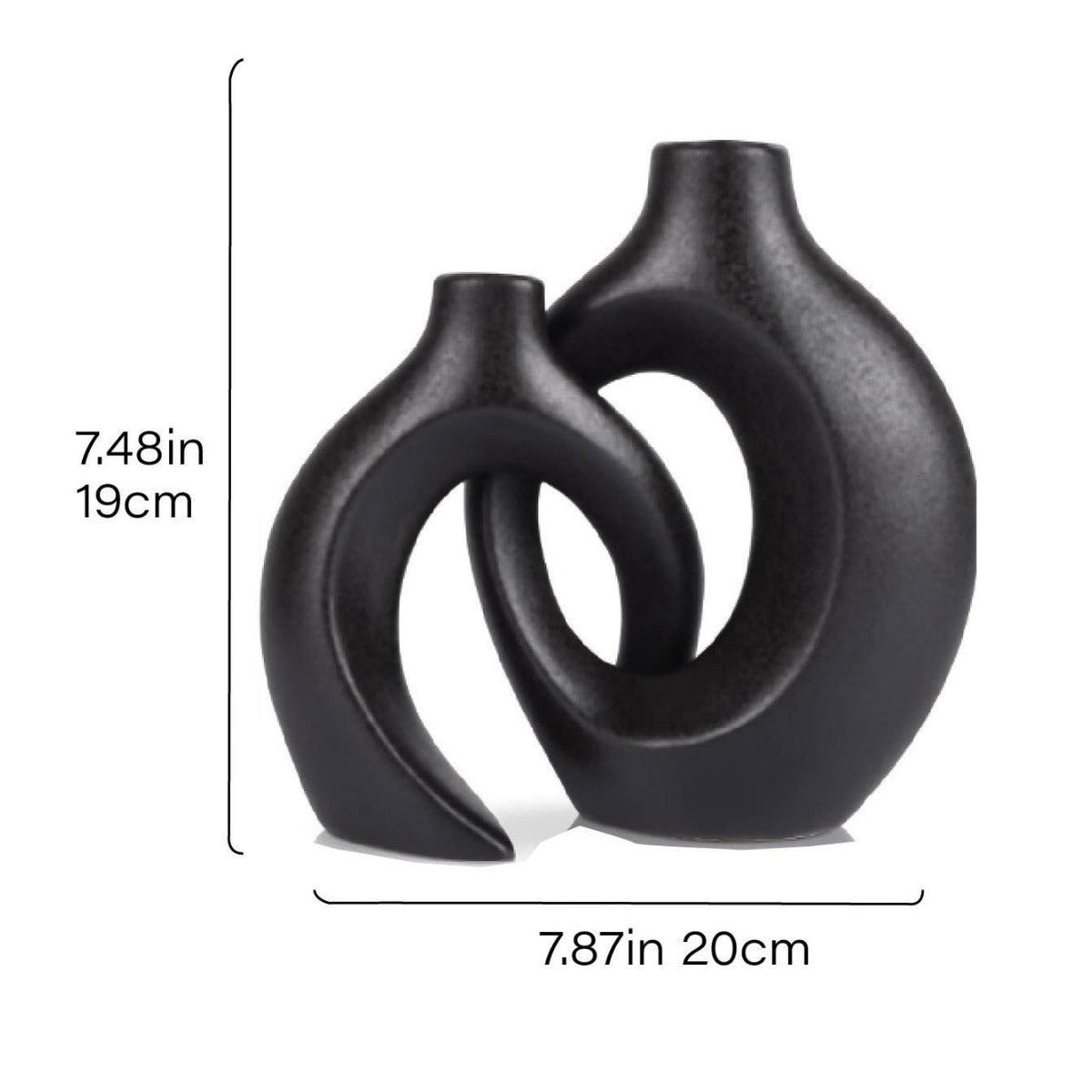 Moderne skulpturale Hohlring-Ceramic Tischvase Set mit minimalistischer asymmetrischer Silhouette