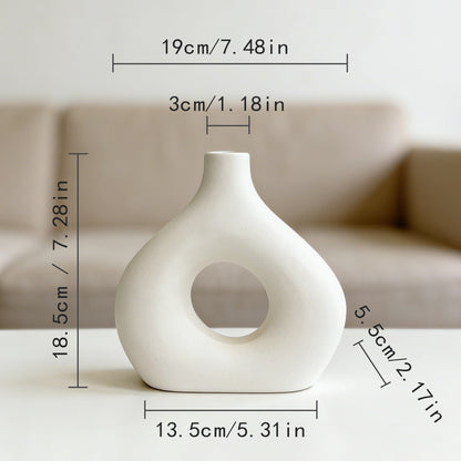 Skulpturales Keramisches Verbindungsring-Vasen-Set Minimalistische Tischdekoration
