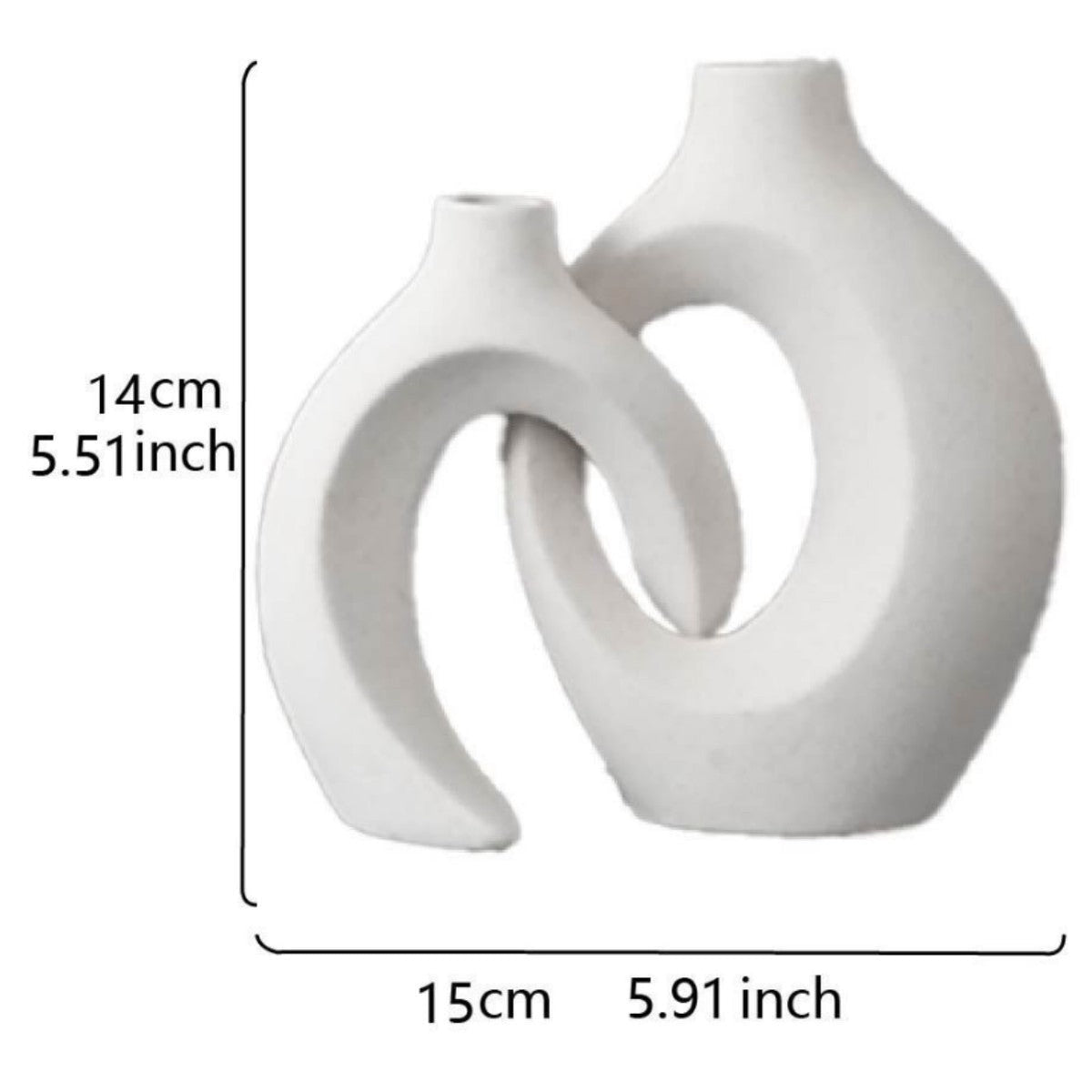 Moderne skulpturale Hohlring-Ceramic Tischvase Set mit minimalistischer asymmetrischer Silhouette