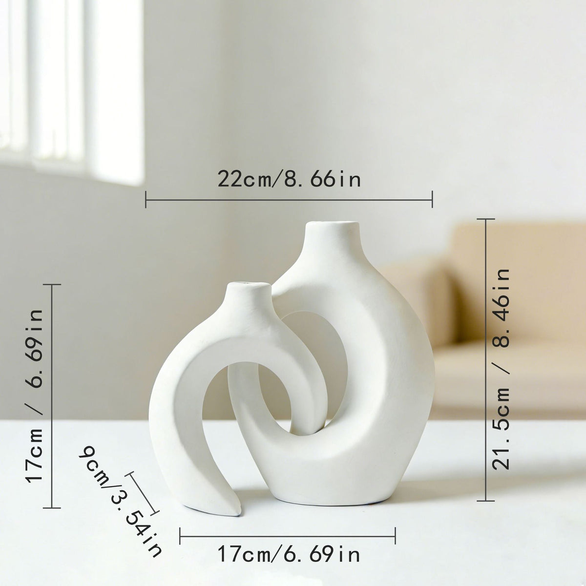 Skulpturales Keramisches Verbindungsring-Vasen-Set Minimalistische Tischdekoration
