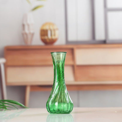 Mundgeblasene Glas-Bouquetvase mit geriffeltem Hals und beschwertem Fuß