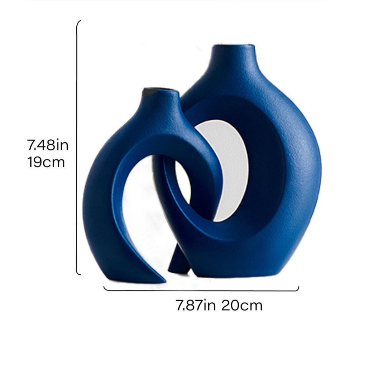 Moderne skulpturale Hohlring-Ceramic Tischvase Set mit minimalistischer asymmetrischer Silhouette