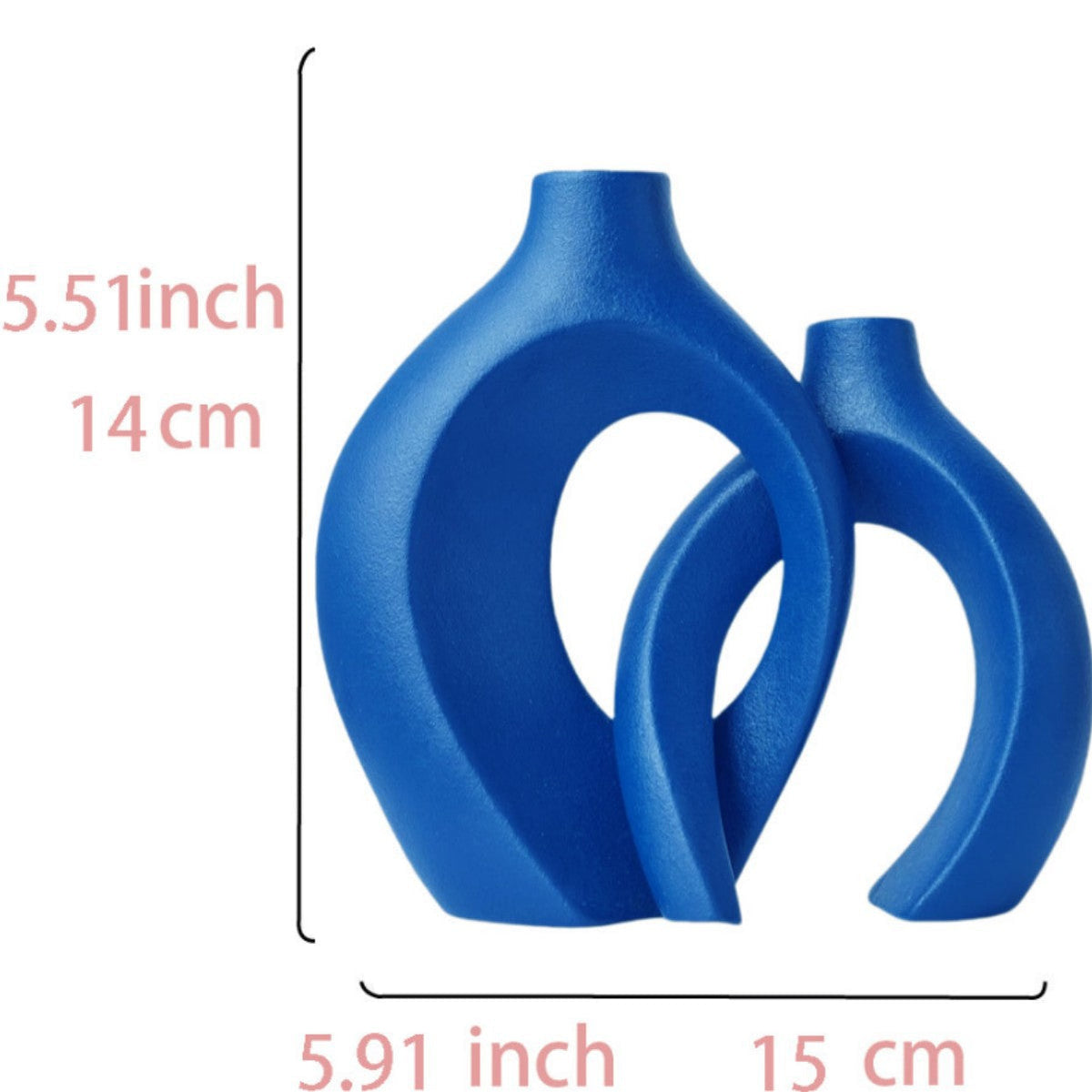 Moderne skulpturale Hohlring-Ceramic Tischvase Set mit minimalistischer asymmetrischer Silhouette