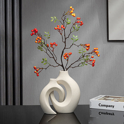 Moderne skulpturale Hohlring-Ceramic Tischvase Set mit minimalistischer asymmetrischer Silhouette