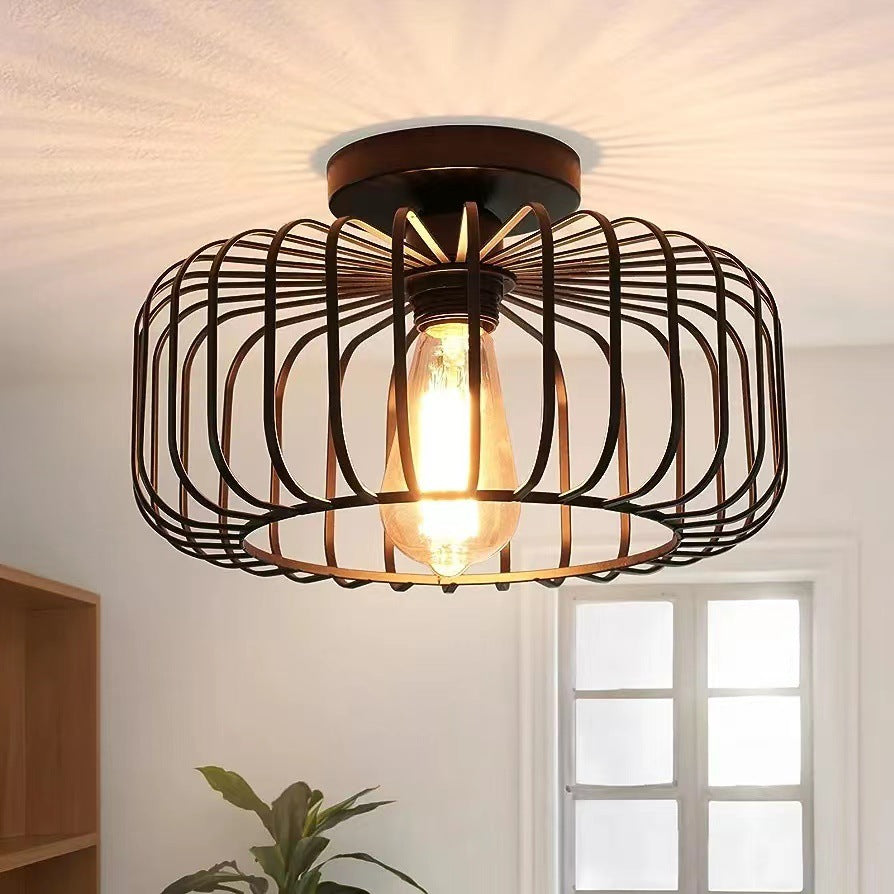 Moderne Industrie Vogelkäfig Deckenlampe Schwarz