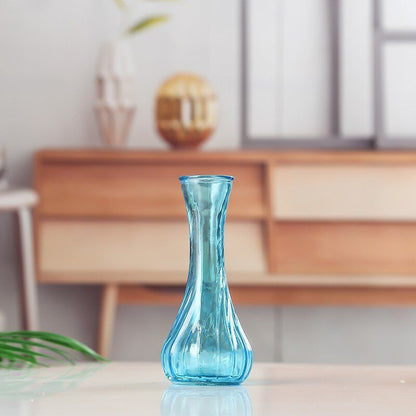 Mundgeblasene Glas-Bouquetvase mit geriffeltem Hals und beschwertem Fuß