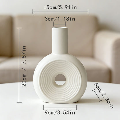 Skulpturales Keramisches Verbindungsring-Vasen-Set Minimalistische Tischdekoration