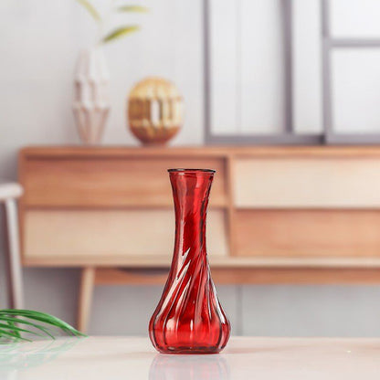 Mundgeblasene Glas-Bouquetvase mit geriffeltem Hals und beschwertem Fuß