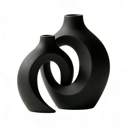 Skulpturales Keramisches Verbindungsring-Vasen-Set Minimalistische Tischdekoration