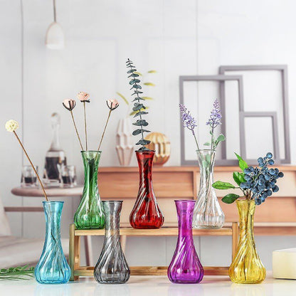 Mundgeblasene Glas-Bouquetvase mit geriffeltem Hals und beschwertem Fuß