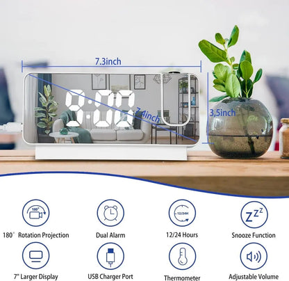 Heim Zeile | Projektionswecker mit Spiegeldisplay und großem LED-Bildschirm