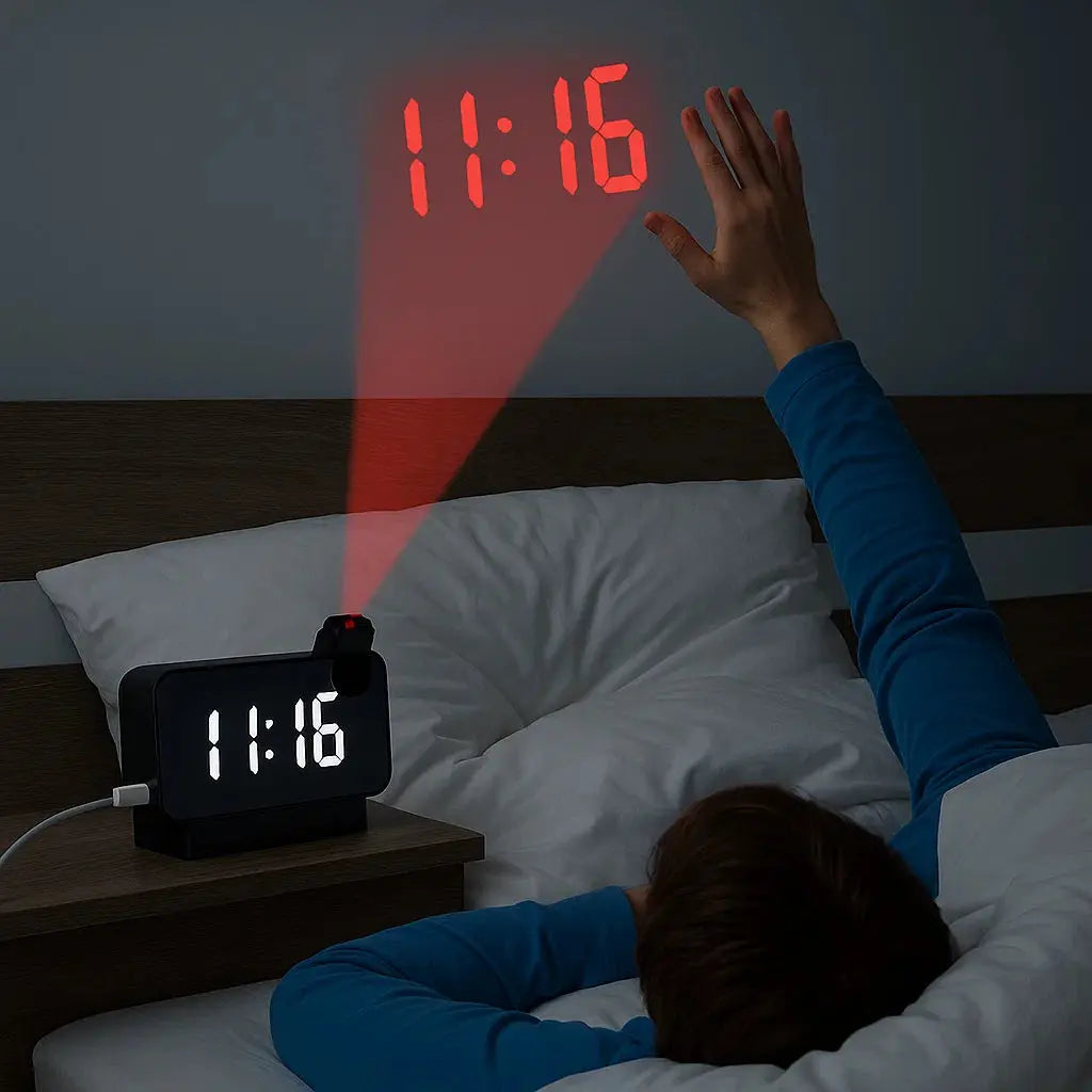 Heim Zeile | Projektionswecker mit Spiegeldisplay und großem LED-Bildschirm