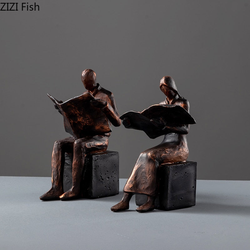 Reader Skulptur Buchständer Buchstütze Abstrakte Figur Harz Statue Schreibtischdekoration Figuren Statuette Nordischer Wohnkultur