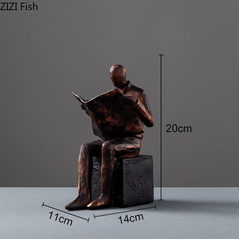 Reader Skulptur Buchständer Buchstütze Abstrakte Figur Harz Statue Schreibtischdekoration Figuren Statuette Nordischer Wohnkultur