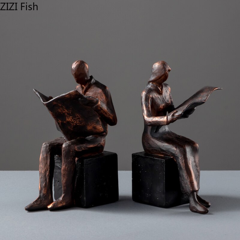 Reader Skulptur Buchständer Buchstütze Abstrakte Figur Harz Statue Schreibtischdekoration Figuren Statuette Nordischer Wohnkultur