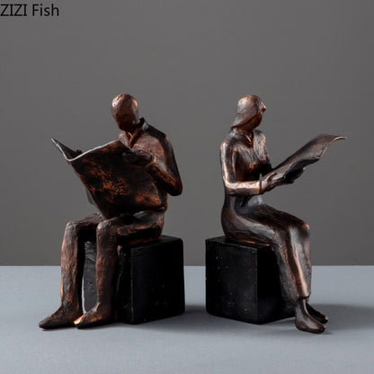 Reader Skulptur Buchständer Buchstütze Abstrakte Figur Harz Statue Schreibtischdekoration Figuren Statuette Nordischer Wohnkultur