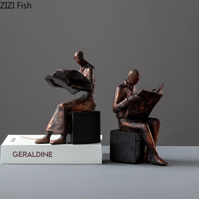 Reader Skulptur Buchständer Buchstütze Abstrakte Figur Harz Statue Schreibtischdekoration Figuren Statuette Nordischer Wohnkultur