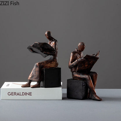 Reader Skulptur Buchständer Buchstütze Abstrakte Figur Harz Statue Schreibtischdekoration Figuren Statuette Nordischer Wohnkultur