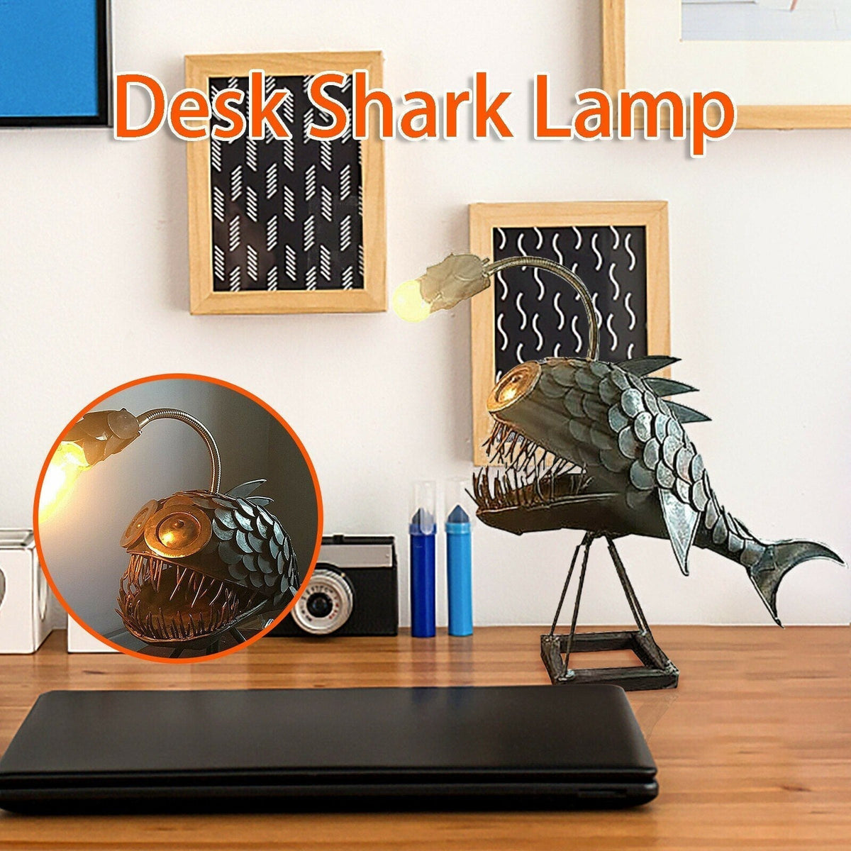 Retro-Tischlampe Anglerfisch Licht mit flexiblem Lampenkopf Künstlerische Tischlampen für Zuhause Bar Café Home Art Dekorative Ornamente