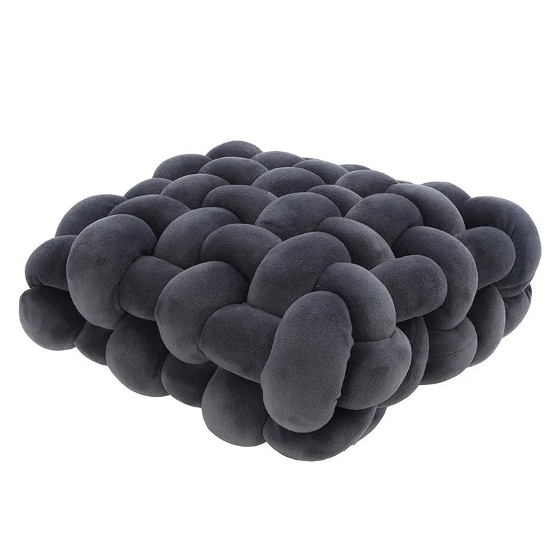Wohnzimmer Weiches Plüsch Knoten Kissen Sofa Kissen Einfarbig Quadrat Handgewebt Zuhause Werfen Kissen Quadrat Gewebt Sitzkissen Kissen
