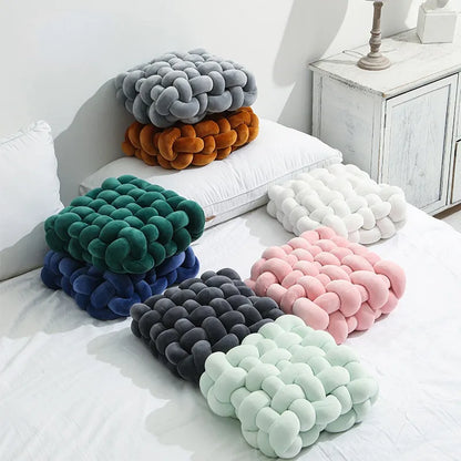 Wohnzimmer Weiches Plüsch Knoten Kissen Sofa Kissen Einfarbig Quadrat Handgewebt Zuhause Werfen Kissen Quadrat Gewebt Sitzkissen Kissen