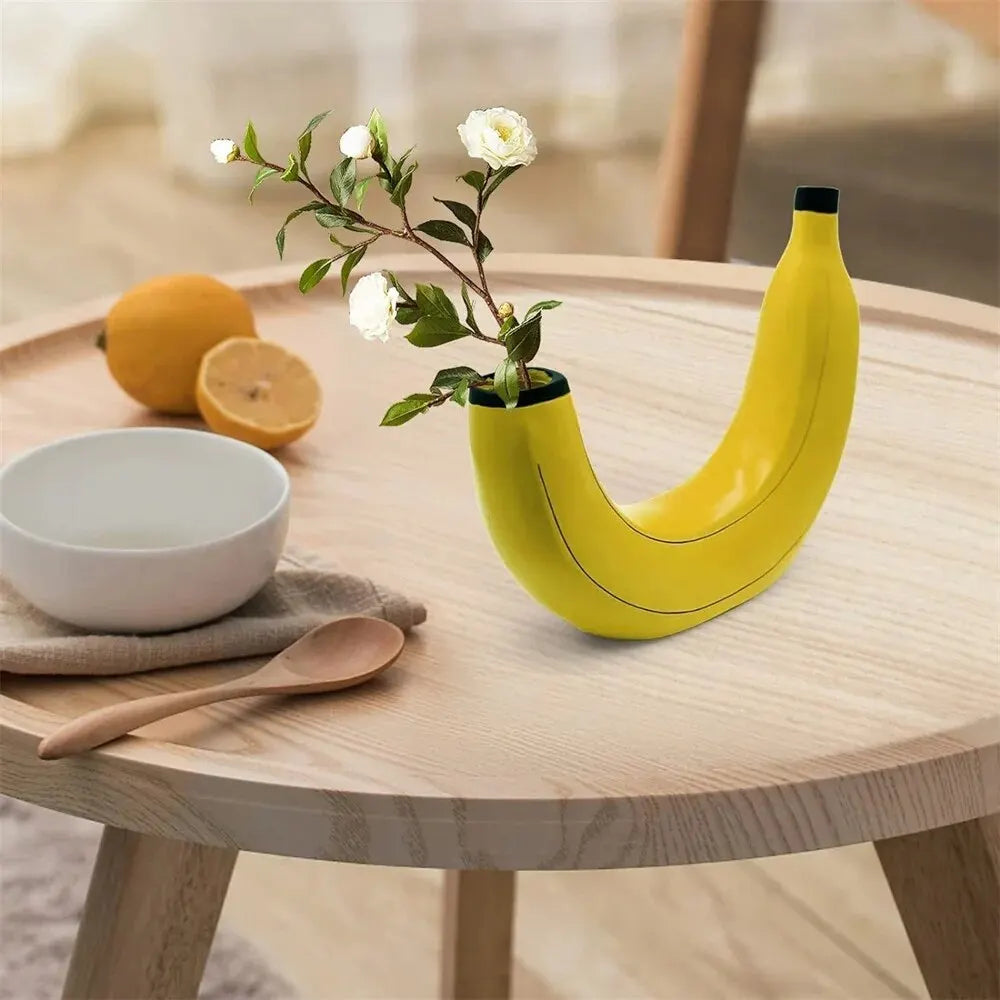 Banane Vase, Blumen vase aus Harz, niedliche Bananenform, dekorative Tisch vase für Blumenarrangements, Wohnzimmer, Schlafzimmer, Wohnkultur