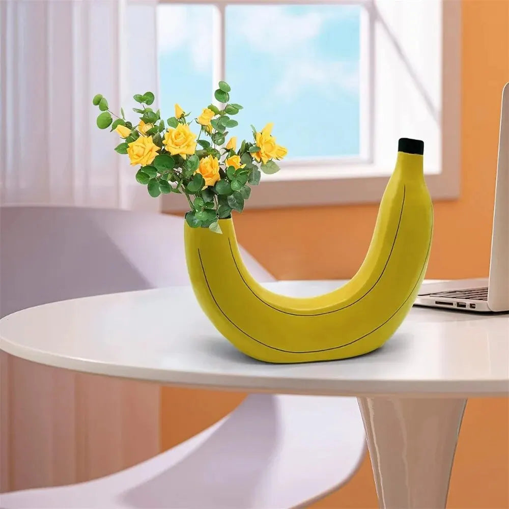 Banane Vase, Blumen vase aus Harz, niedliche Bananenform, dekorative Tisch vase für Blumenarrangements, Wohnzimmer, Schlafzimmer, Wohnkultur