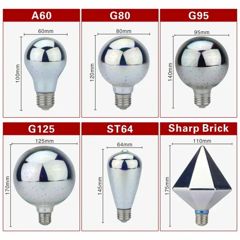 3D LED Lampe | Vintage Feuerwerkseffektlampe mit E27 Fassung | 6W 85–265V | Dekoration, Party- & Weihnachtsbeleuchtung | Auravia
