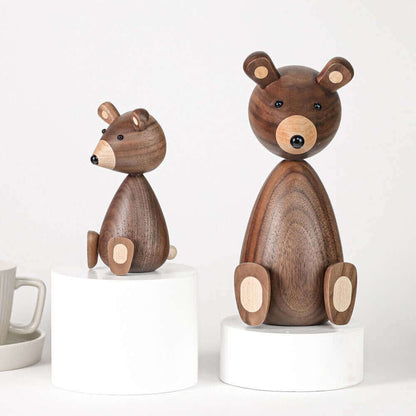 Danish wooden brown bear family ornaments