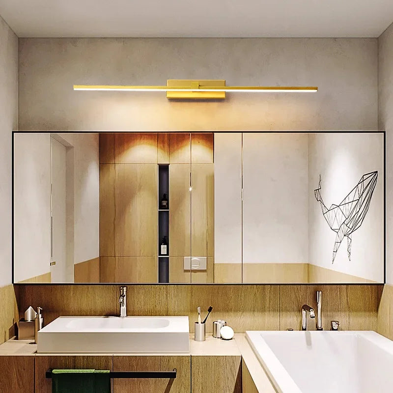 Moderne Gold LED Wandleuchte – Badezimmer-Spiegelleuchte mit Touch-Schalter für Schlafzimmer, Wohnzimmer und Schminkbeleuchtung | Heim Zeile