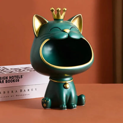 Fortune Crown Big Mouth Cat Eingang Schlüsselhalter Dekorationsornament, Licht Luxus Einweihungsgeschenk Skulptur