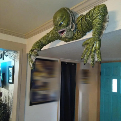 Kreatur Die schwarze Lagune Grab Skulpturen Figur Gartenbau Außenornamente Monster Statue Mann Halloween Deko