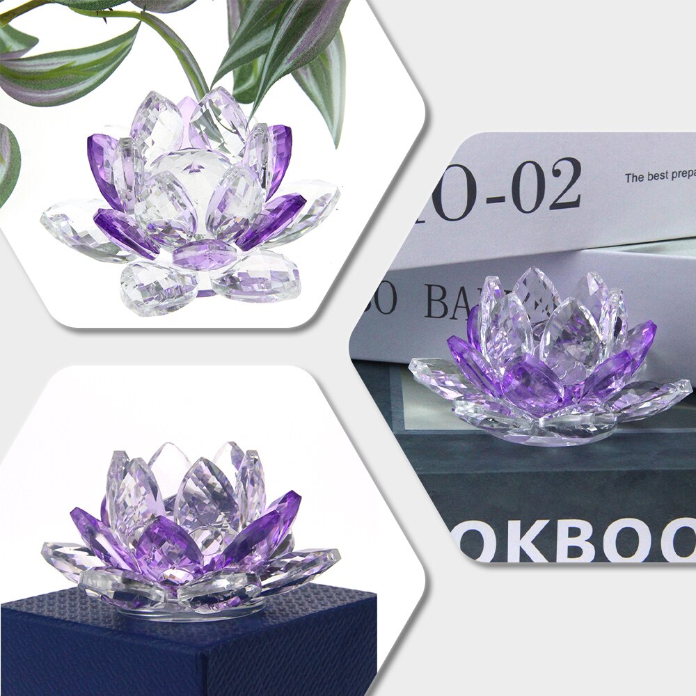 Kristall-Lotusblume Handwerk Glas Briefbeschwerer Heimdekoration Ornamente Figuren Haus Hochzeit Party Dekor Geschenke Souvenir