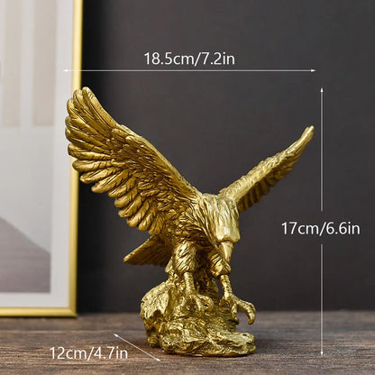 Resin Golden Eagle Statue Kunst Tier Modell Sammlung Ornament Home Office Schreibtisch Feng Shui Dekor Figuren einfach
